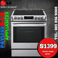LG Electric Range LSE4611ST 30' Slide In With Convection & 6.3 C