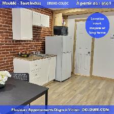 Studio en colocation meublé – Tout inclus – Centre-ville