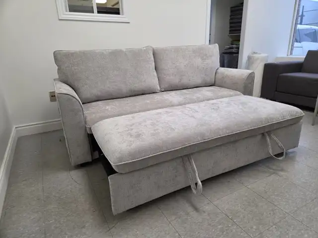 Grey Fabric Sofa Bed with Storage in Arms for only $699. - Photo 7