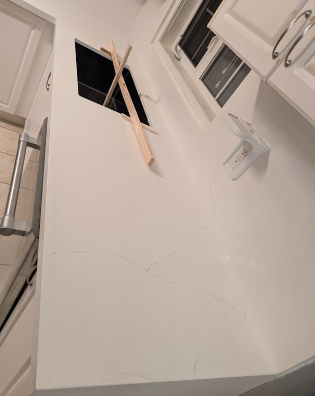 White Quartz Countertop With Kitchen Island - Photo 3