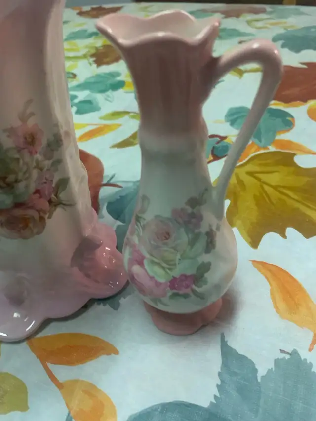 Antique floral vase set. 10". And 6 ".