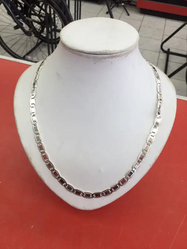 chaîne en argent à plaques ovales - Photo 2