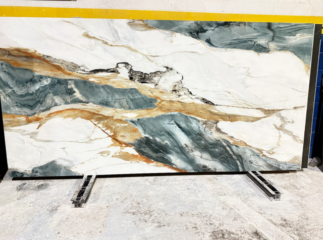 Gold Quartz Countertops  with Grey n White Veining