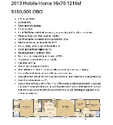 2013 Mobile Home 16x76 To Be Moved