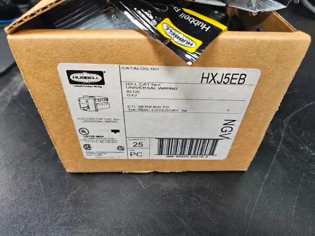 Hubbell HXJ CAT5e  Punch Down Wall Jack - Blue - Box Of 14 - Photo 2
