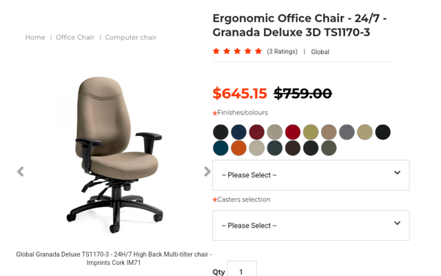 Global Granada Deluxe TS1170-3 - 24H/7 High Back Multi-Tilter! - Photo 8