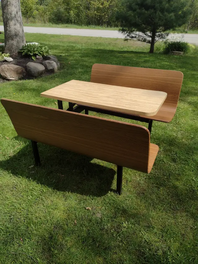 Restaurant table with 2 built in benches