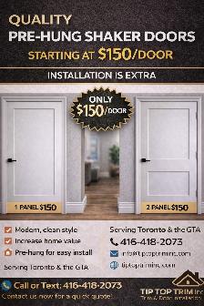 Pre-Hung Shaker Interior Doors – Starting at $150 | Toronto&GTA