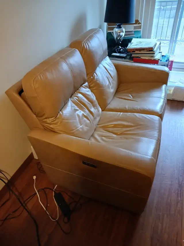 SOFA 2 PLACES EN CUIR INCLINABLES AVEC MOTEURS SILENCIEUX