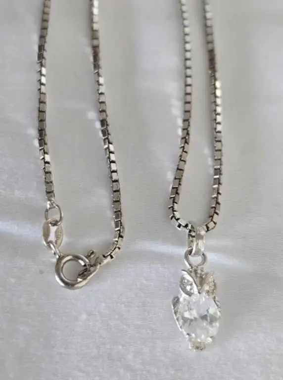 925 Sterling Silver 24' Chain Owl Pendent - Photo 2