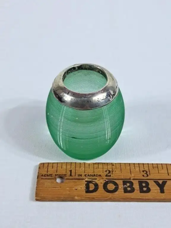 Vintage Sterling Silver Topped Glass Match Holder - Photo 4