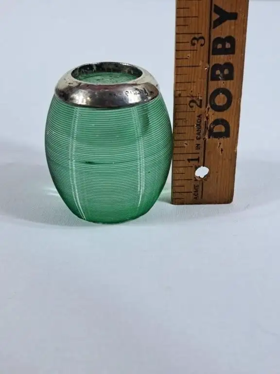 Vintage Sterling Silver Topped Glass Match Holder - Photo 5