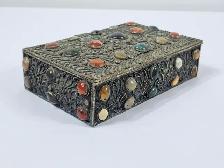 Vintage Metal Trinket Box w/Gemstones - Photo 2