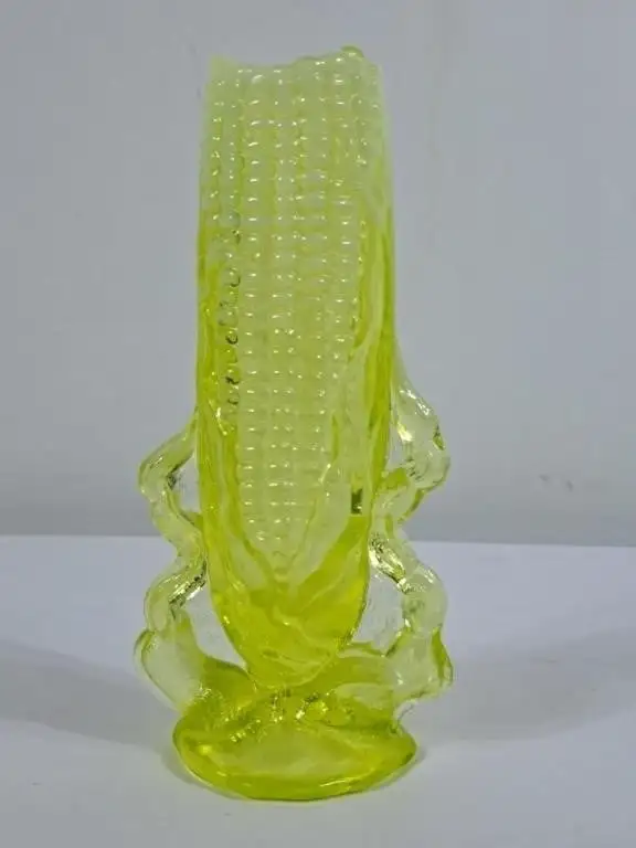 Vintage Vaseline Glass Corn Cob Vase - Photo 2
