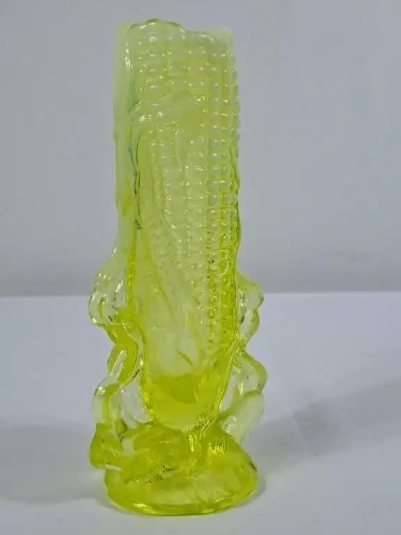 Vintage Vaseline Glass Corn Cob Vase - Photo 3