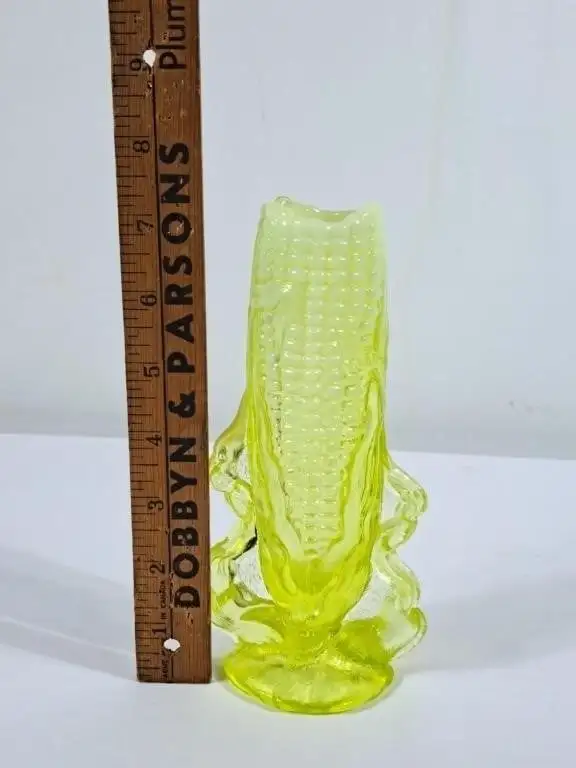 Vintage Vaseline Glass Corn Cob Vase - Photo 4