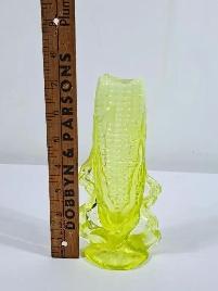 Vintage Vaseline Glass Corn Cob Vase - Photo 4