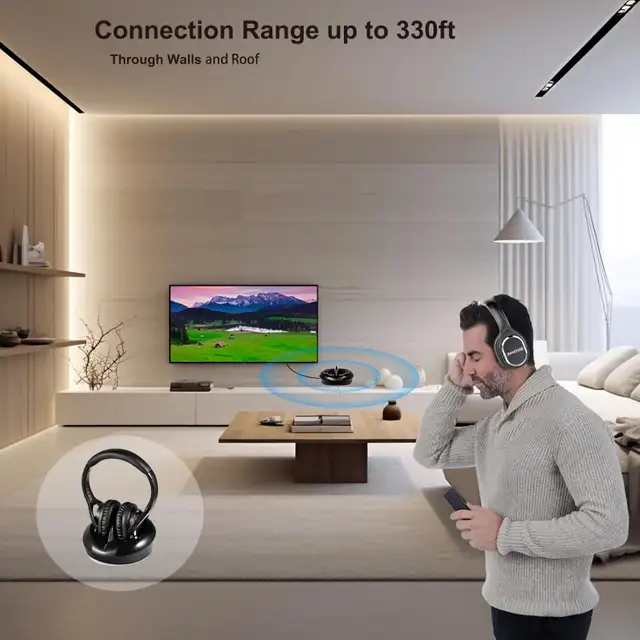 Wireless Headphones for TV with RF Transmitter & Charging Dock - Photo 5