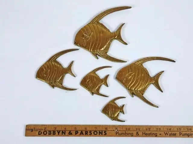 Vintage Brass Tropical Fish Wall Art - Photo 4