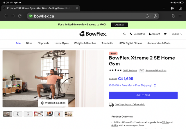 MINT CONDITION BOWFLEX XTREME 2 SE  GYM FOR SALE