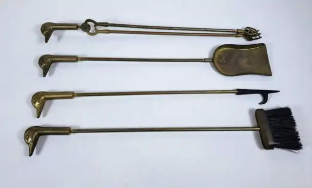 Brass Duck Theme Fireplace Tools