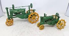 Pair of John Deere Cast Iron Tractors