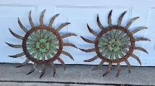 Pair of 17' metal garden art wheels