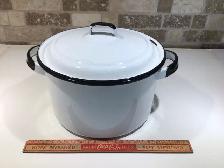 Vintage White/Black enamel ware stock pot