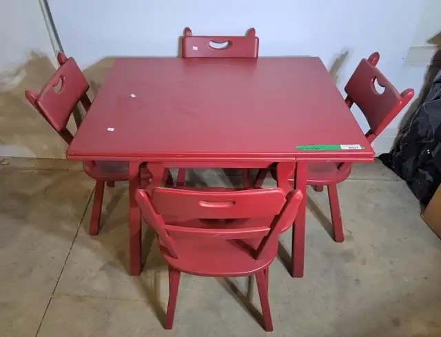 Bright Red Solid Maple Dining Table
