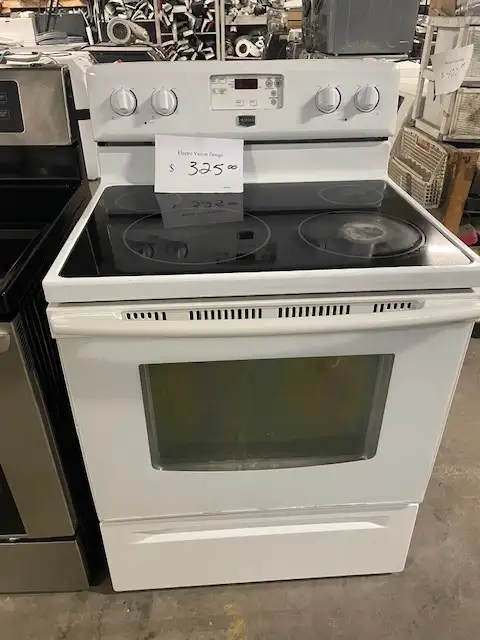 Cuisinière blanche vitrocéramique convection Maytag