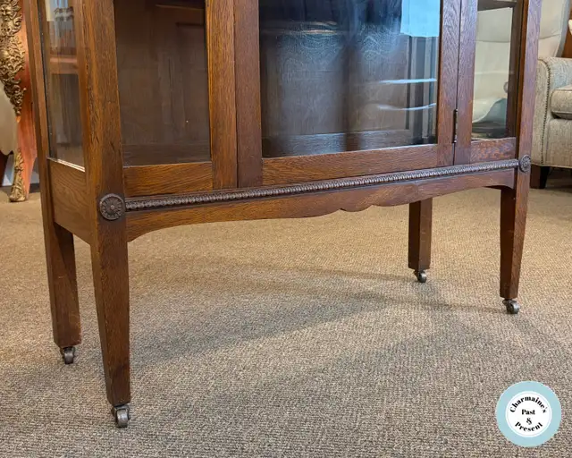 Exquisite Antique Oak Glass Door Cabinet at Charmaines - Photo 2