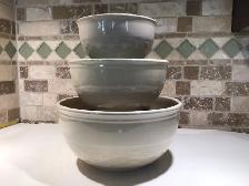 Vintage Sunburst  "Basketweave" bowl set - Medicine Potteries