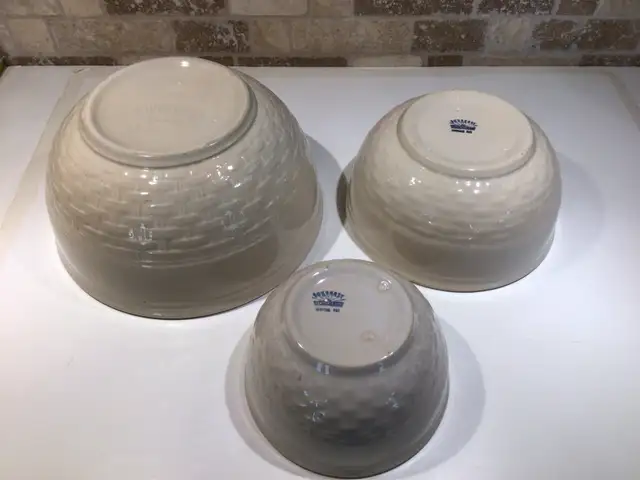 Vintage Sunburst  "Basketweave" bowl set - Medicine Potteries - Photo 3