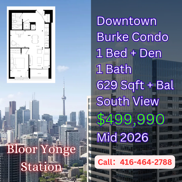 Steps to Yorkville Luxury! Only $499k 1 1 bed BURKE CONDO!