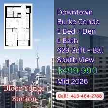 Steps to Yorkville Luxury! Only $499k 1 1 bed BURKE CONDO!