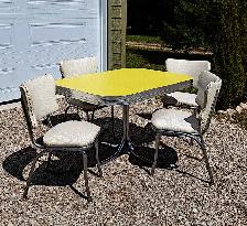 VINTAGE YELLOW & WHITE RETRO CHROME KITCHEN SET