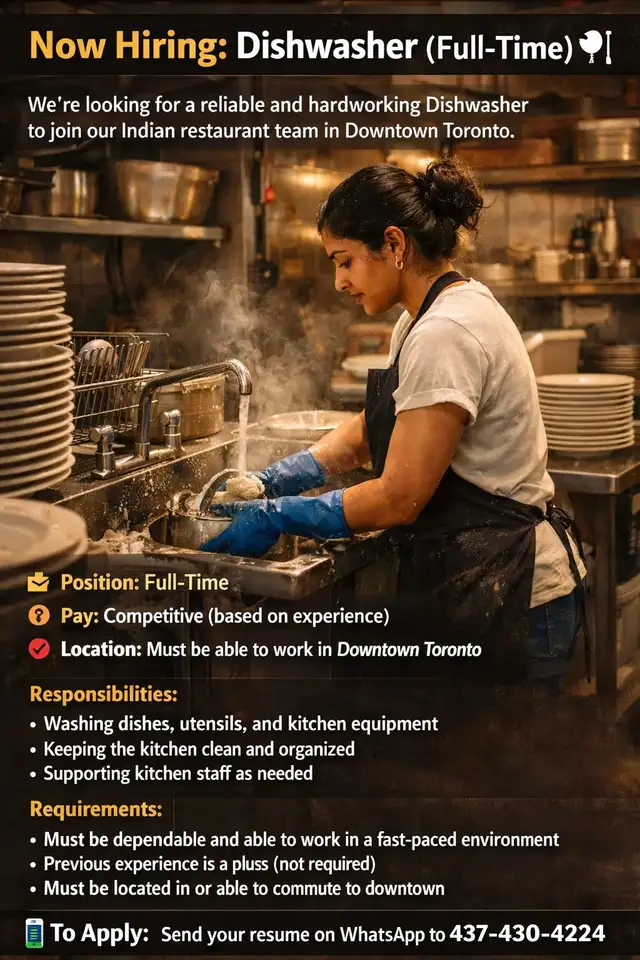 Now Hiring: Dishwasher (Full-Time)