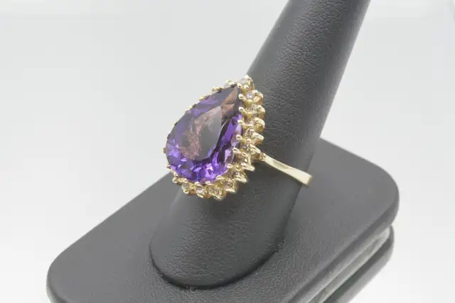 14K SYN AMETHYST AND DIAMOND RING - Photo 2