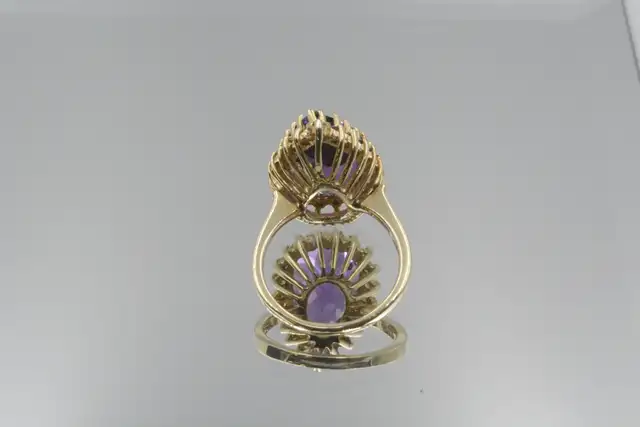 14K SYN AMETHYST AND DIAMOND RING - Photo 5