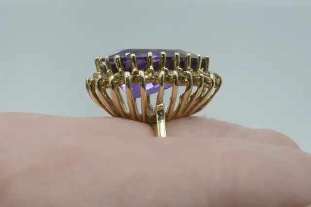 14K SYN AMETHYST AND DIAMOND RING - Photo 6