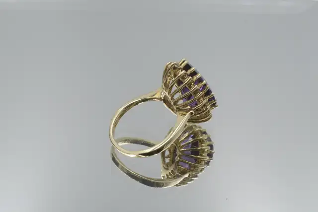 14K SYN AMETHYST AND DIAMOND RING - Photo 7