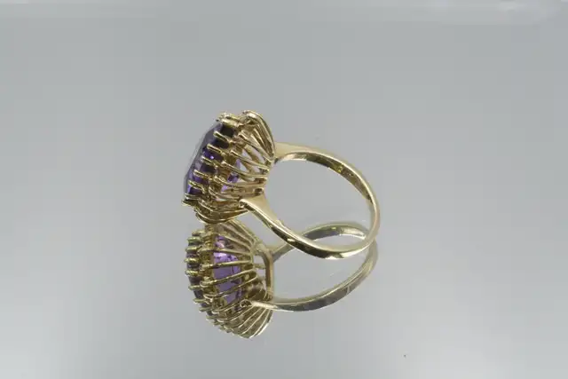 14K SYN AMETHYST AND DIAMOND RING - Photo 8