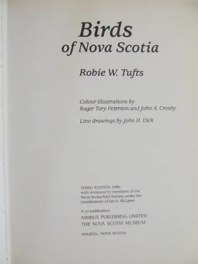 BIRDS OF NOVA SCOTIA by Robie W. Tufts - 1986 HC - Photo 3