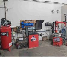 Low pro tire machine, compressor, wheel balancer