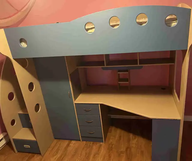 IKEA bunk bed with desk