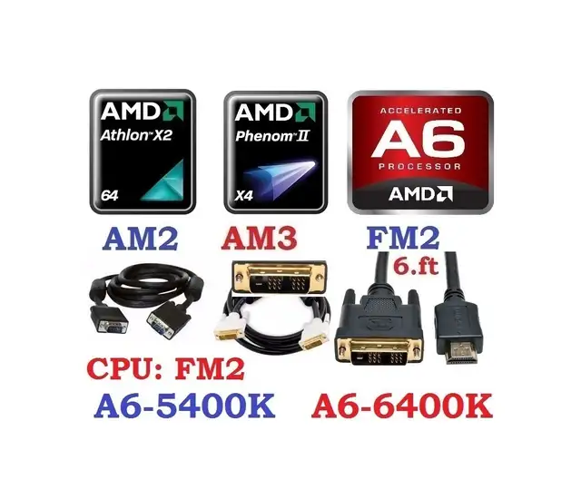 CPU AMD SOCKET: FM2, AM3, AM2 , AM2, DVI to HDMI, DVI or VGA cab