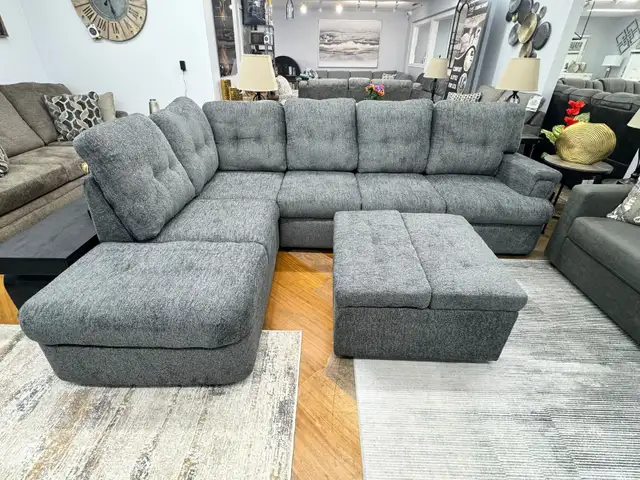 Sale On New Sectional Sofa With Storage Ottoman - Grey - Photo 2