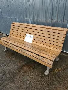 (20) HEAVY DUTY MALL BENCHES CAST ALUMINUM/OAK 1970'S