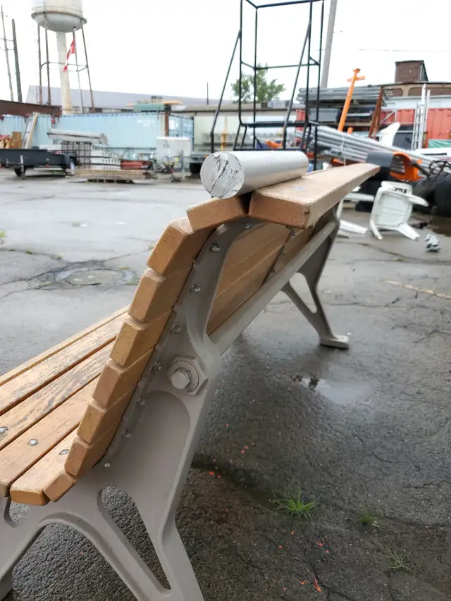 (20) HEAVY DUTY MALL BENCHES CAST ALUMINUM/OAK 1970'S - Photo 3