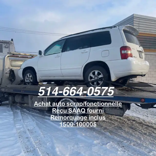 ACHAT AUTO SCRAP / RECU SAAQ / REMORQUAGE GRATUIT / CASH - Photo 2